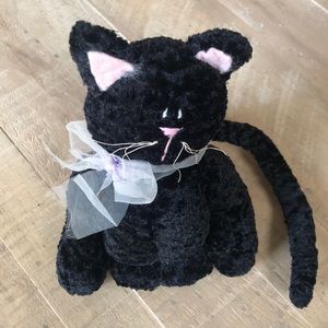 🐈‍⬛ 🎃 Halloween Black Stuffed Cat Sitting Decoration 🎃🐈‍⬛ Like New 1999